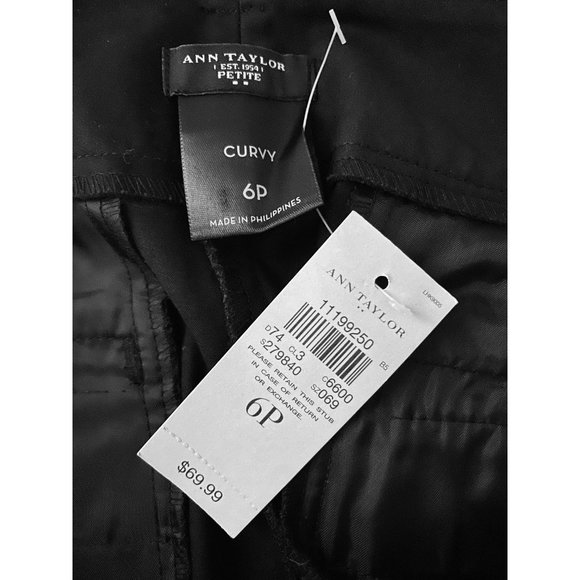 ANN TAYLOR - CURVY FIT Black Cotton Stretch Capri Cropped Pants 6P - Picture 3 of 4